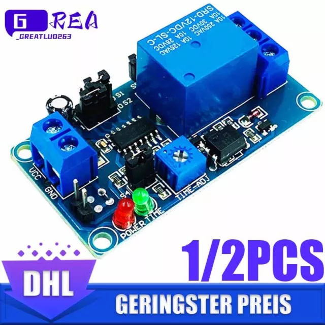 12V DC Relais Zeitrelais Verzögerungsrelais Delay Timer Relaismodul Einstellbar