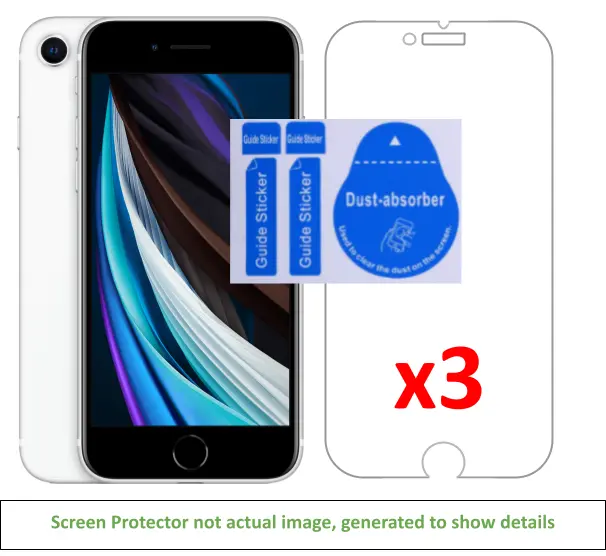 3x iPhone SE 2nd Gen(2020)/3rd Gen Screen Protector w/ cloth + install stickers