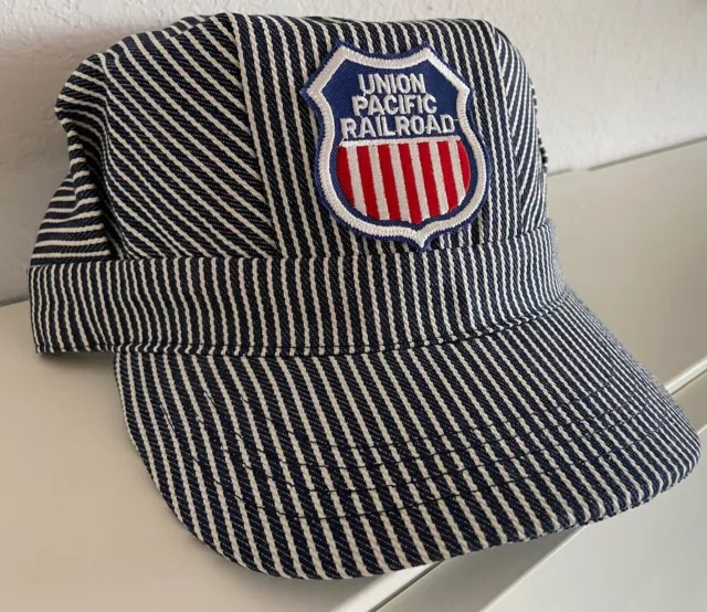 Union Pacific Railroad Blue &White Stripes Engineer Cap