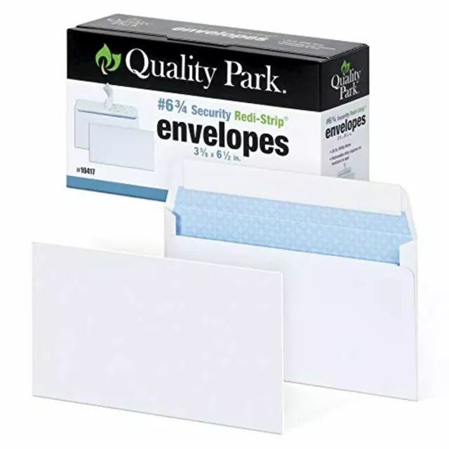 Quality Park #6 3/4 Security-Tinted Envelopes with Peel & Seal, 100-Pack, White