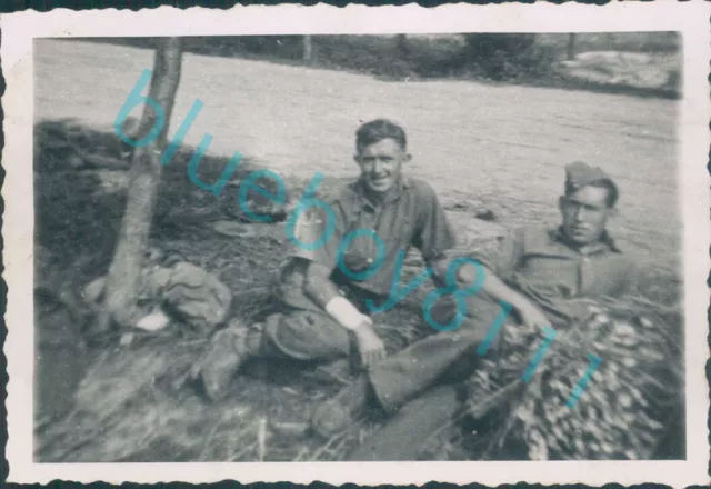 WW2 British Prisoners of War POW's Men relaxing Camp Grounds Stalag 21 Poznan