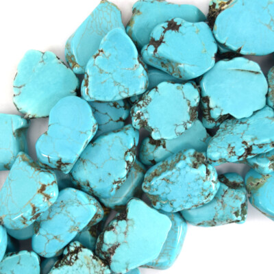TURQUOISE GEMSTONE NUGGET in silver 4 strand charm necklace