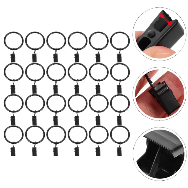 40 piezas anillos de cortina con clips cortina ganchos amortiguador de metal resistente al óxido