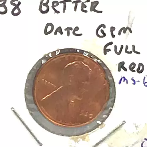 1938 Lincoln Wheat Cent Gem Brilliant Uncirculated Full Red
