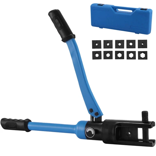 VEVOR Hydraulic Wire Crimper Battery Cable Lug Terminal Crimper 12US Ton 10 Dies