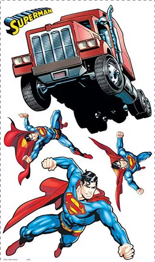 SUPERMAN logo wall stickers 5 peel & stick decals DC COMICS superhero room decor