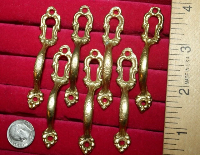 7p Lot Vintage Brass Style Keyhole Cover Finger Pull Sconce Bookcase Escutcheon