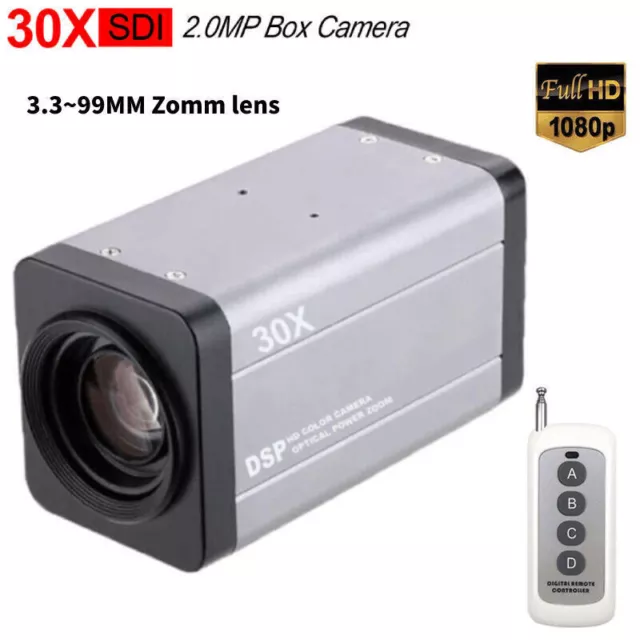 2MP 1080P 30X Zoom Auto Focus 3.3-99mm Lens SDI Box Camera W/ Remote Controller