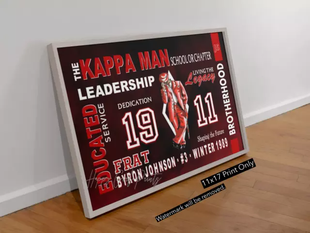 Personalized Line Crossing Kappa Man Fraternity Inspired Personalized Wall Art