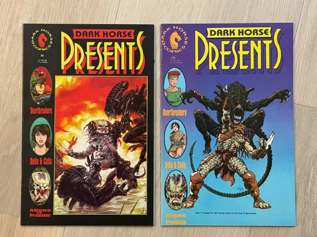 2 Dark Horse Presents #36 Black Comics 1st App Aliens Vs Predator 1990 VF+NM-