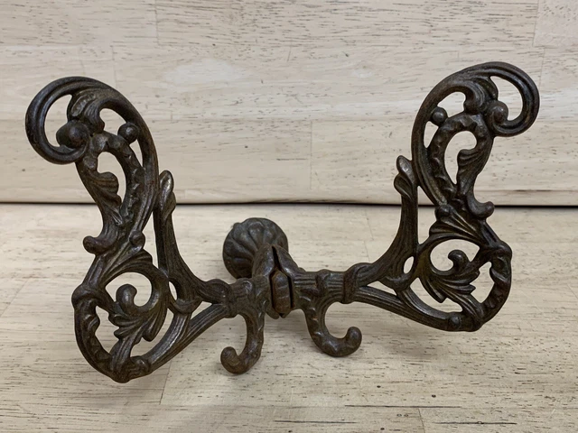 Antique Cast Iron Hall Coat Hat Tree Hooks Victorian Wall Mount Adjustable