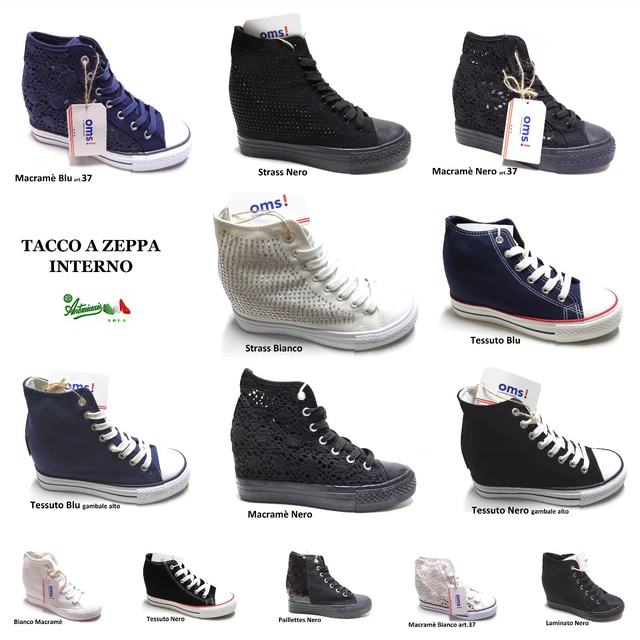 OFFERTA ORIGINAL MARINES Scarpe sportive donna zeppa interna lacci tessuto gomma