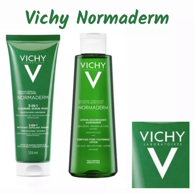 Vichy Normaderm Purifying Pore - Tightening Lotion & Gel Face Wash Brand New