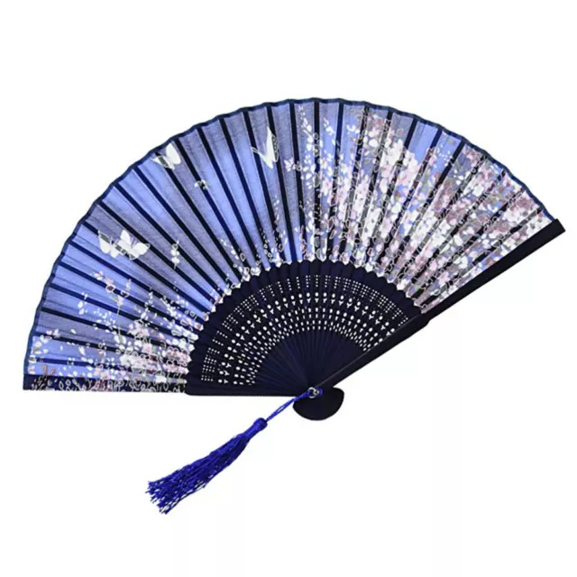 Folding Hand Fan Bamboo Silk Bathroom Garbage Can Fabric Japanese-style