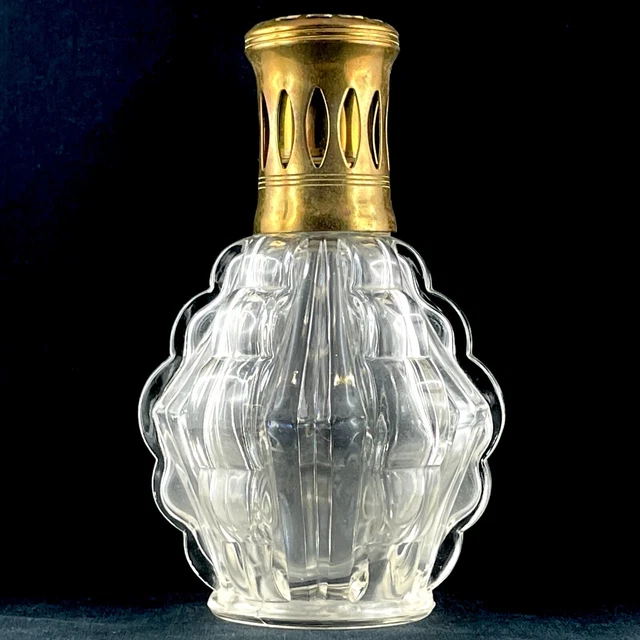 Ancienne Lampe Berger Paris verre moulé jaune ambré
