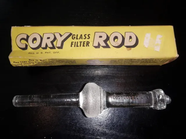 NOS VINTAGE CORY GLASS FILTER ROD REPLACEMENTS w/ BOX VACUUM COFFEE POT