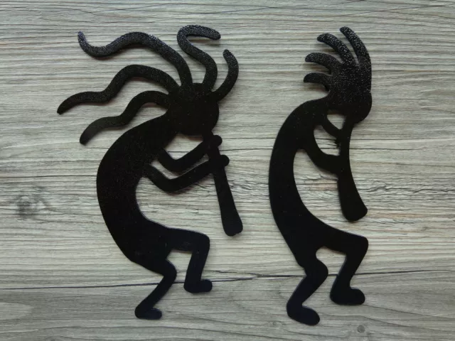 Pair of Small Kokopelli Musicians Metal Wall Art Each 8" Tall Different Colors