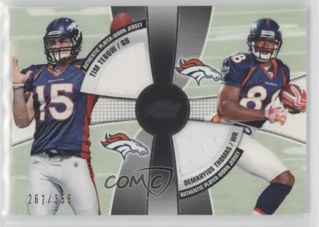 2010 Prime 2nd Quarter Combo Relics /355 Tim Tebow Demaryius Thomas Rookie RC