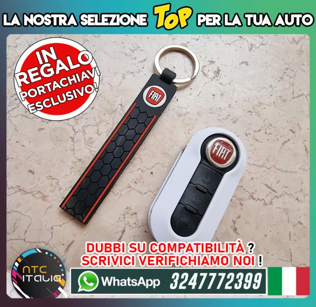 GUSCIO⭐CHIAVe✅Fiat 500 500L Panda Punto⭐Bravo⭐Stilo⭐BIANCO+LOGO+Portachiavi