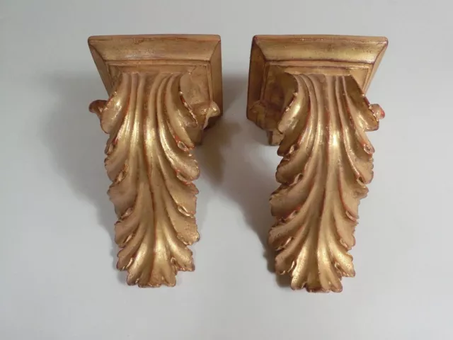 Pair Large Acanthus Leaf Wall Bracket Shelves French Italy Rococo Interest