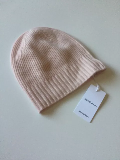 Nordstrom Womens 100% Cashmere Knit Beanie Pink Chintz Os Nwt 2