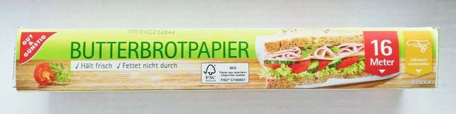 (0,29€/1m) Butterbrotpapier 16 m x 28 cm breit ohne Druchfetten