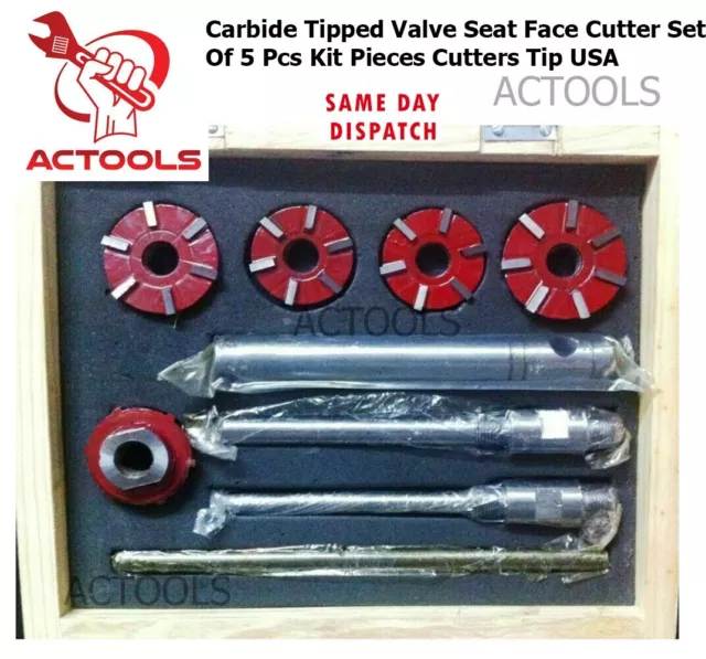 New Carbide Tipped Valve Seat Face Cutter Set Of 5 Pcs Kit Piece Cutters Tip USA