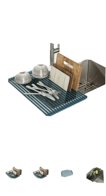 Kraus Roll Up Sink Mat Multipurpose Dish Drying Rack Trivet Draining Defrosting