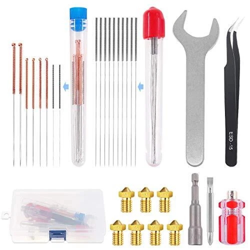 29Pcs 3D Printer Nozzle with Nozzle and Cleaning Tool Kit Including 0.2mm0.3m...