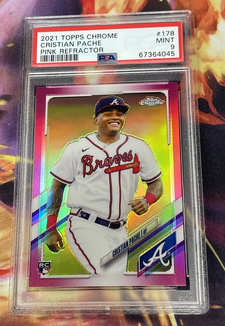 2021 Topps Chrome Christian Pache Pink Refractor 178 RC Braves Rookie PSA 9