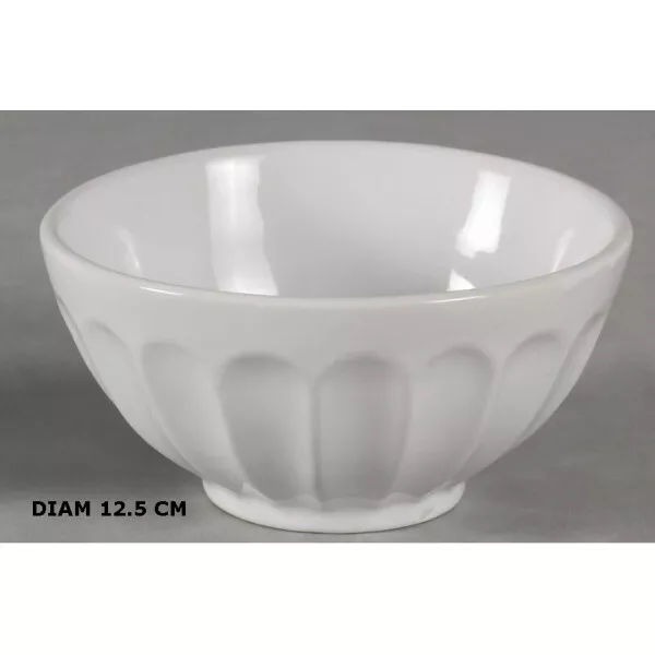 Lot De 6  Bol A Facette  Blanc   En  Gres   Bol Pour Petit Dejeuner  Saladier