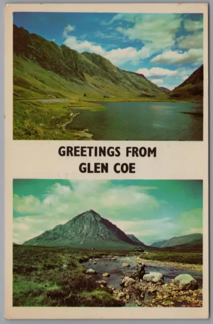 Greetings from Glen Coe Inverness Scotland Postcard Posted Postmark 1974