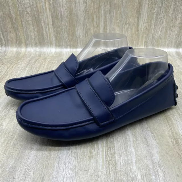 Zara Man Blue Leather Driving Moccasin Loafers Slippers Moc Shoes Mens US 8 EU41