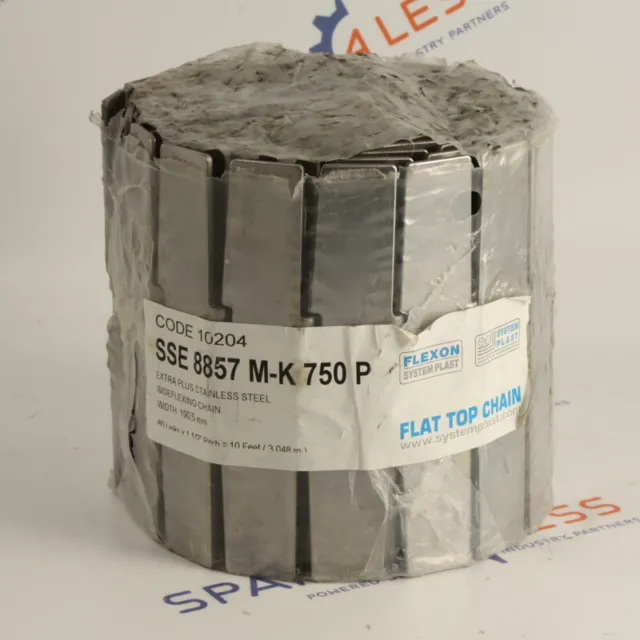 Systemplast FLEXON Kurvengängige Stahlkette SSE 8857 M-K 750P B=190,5 L=3048mm O