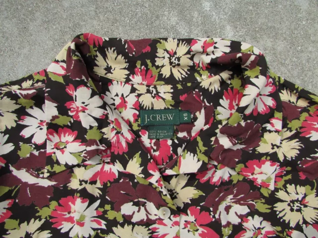 J. Crew Pink Beige Black Floral Long Sleeve 100% Rayon Collared Shirt Size L