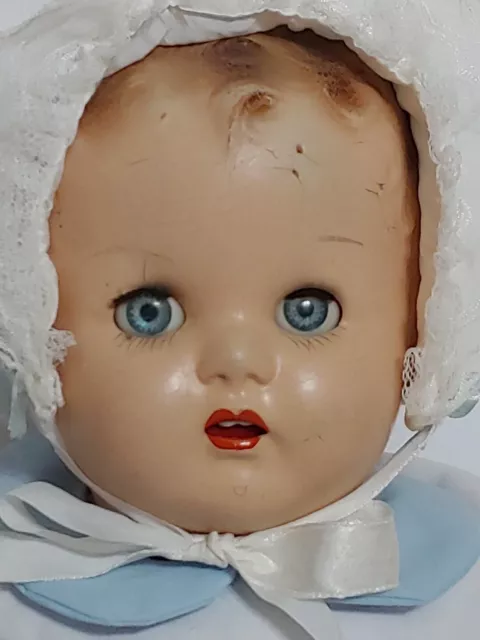 Unmarked Composition & Cloth Baby Doll Molded Hair Teeth Sleep Eyes 21" Vintage