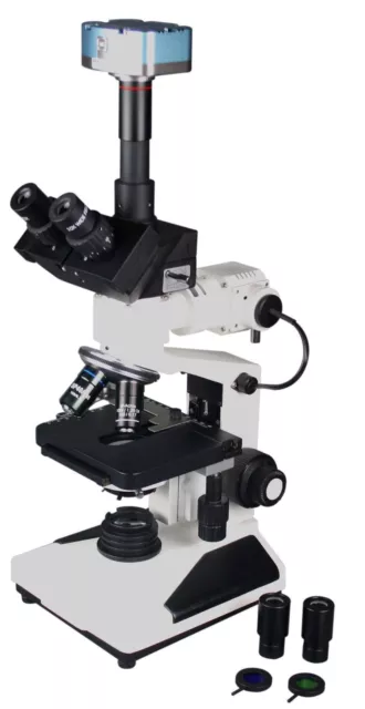 Radical 2000x Trinocular Metallurgical Microscope w Top Bottom Light & 5Mp Cam