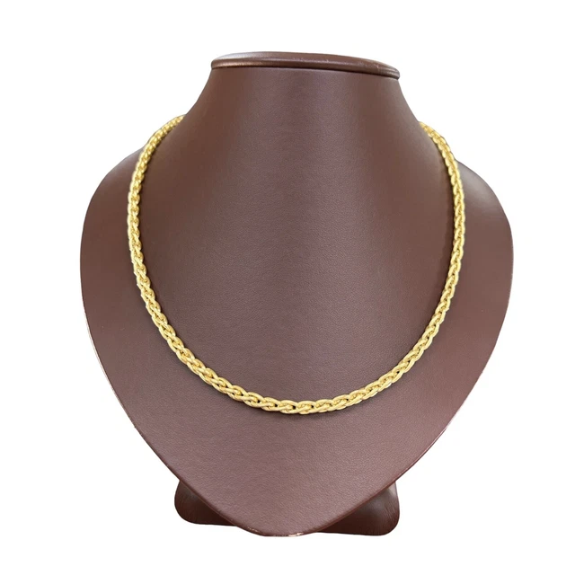 18K Hollow Braided Necklace 4.1MM 22"