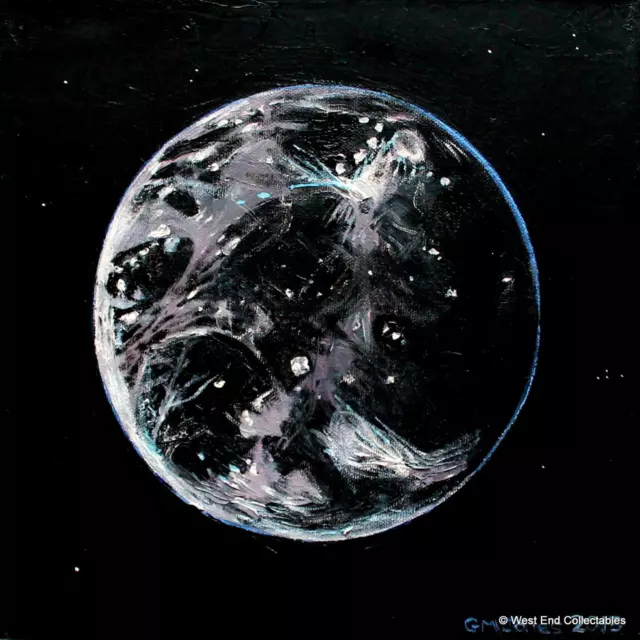 Luna Ganymede Original Pintura Al Óleo Obra de Arte Por GM Jones- Espacio Globe