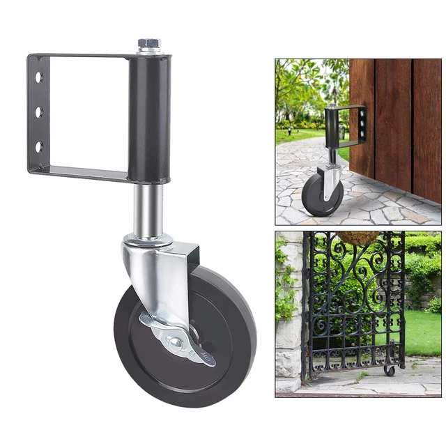 TIBEGOLD 5" Spring Loaded Gate Caster With Side Brake - Heavy Duty Gate Wheel, 220 Lb Capacity
