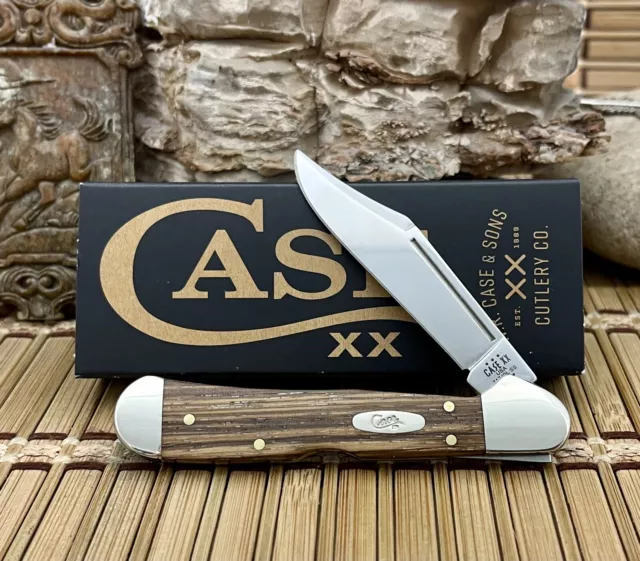 Case XX USA 2024 Natural Zebra Wood 25143 Stainless Mini Copperlock Pocket Knife