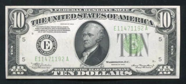 FR. 2004-Elgs 1934 $10 LGS LIGHT GREEN SEAL FRN RICHMOND, VA GEM UNC *RARE*