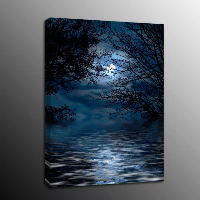 Landscape Home Decor Moon Tree Canvas Prints Painting Picture Wall Art Framed