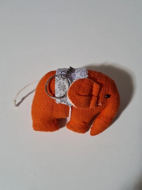 9 x 8 x 4 cm Schlüsselanhänger Figur Elefant ORANGE Stoff Glücksbringer