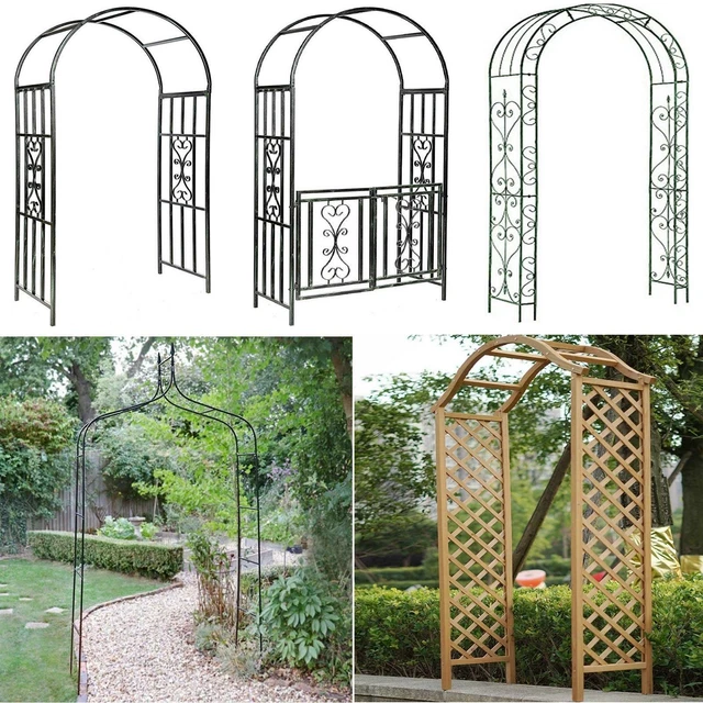 Arco Da Giardino In Metallo Per Rose - Design Tubo Quadrato Nero 180x230 Cm - Perfetto Per Piante Rampicanti - Foto 2
