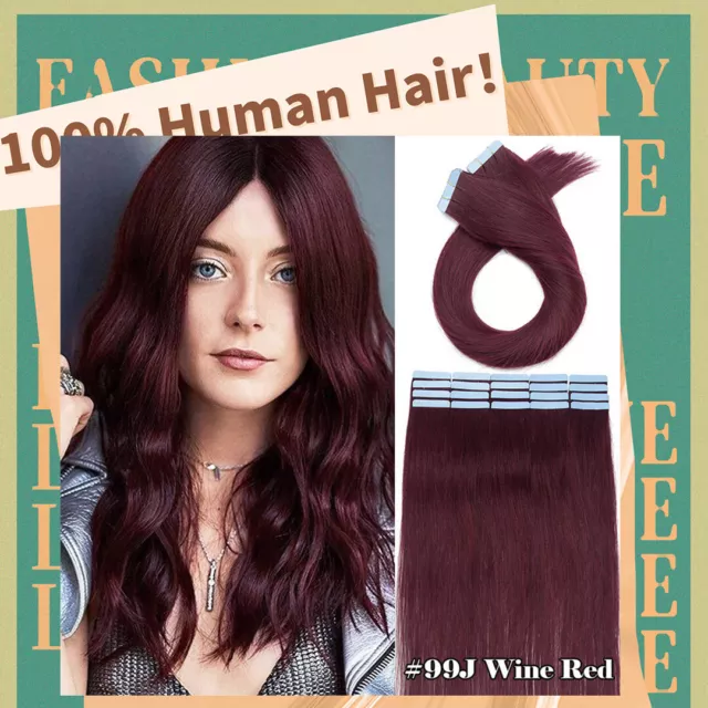 THICK Russian Tape In Human Hair Extensions Real Remy Skin Weft Ombre FULL HEAD