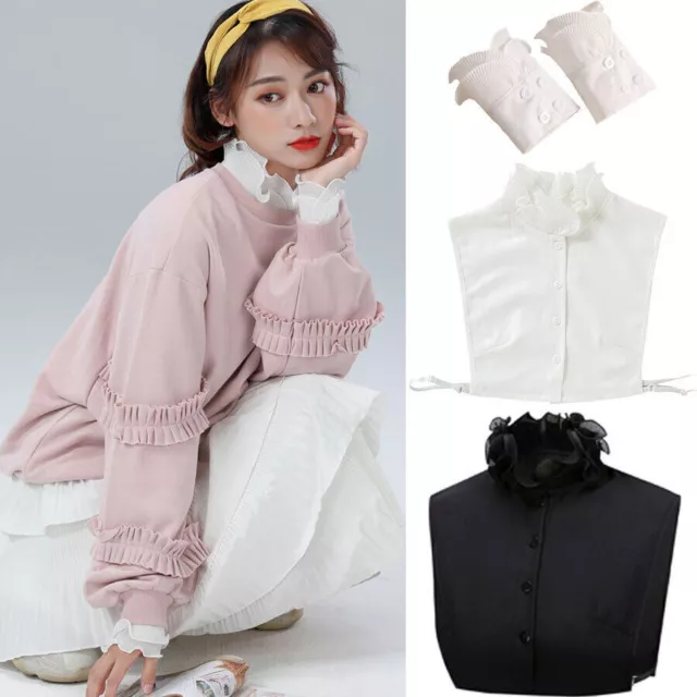 Women Choker Ruffles Detachable Lapel Shirt Fake False Removable Collar Necklace