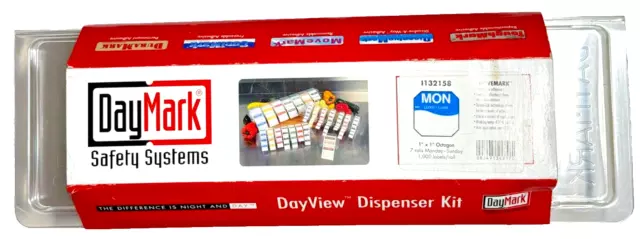 DayMark I132158 Dayview Dispenser Kit  1" Octagon 7 Rolls Mon-Sun , 7000 Labels
