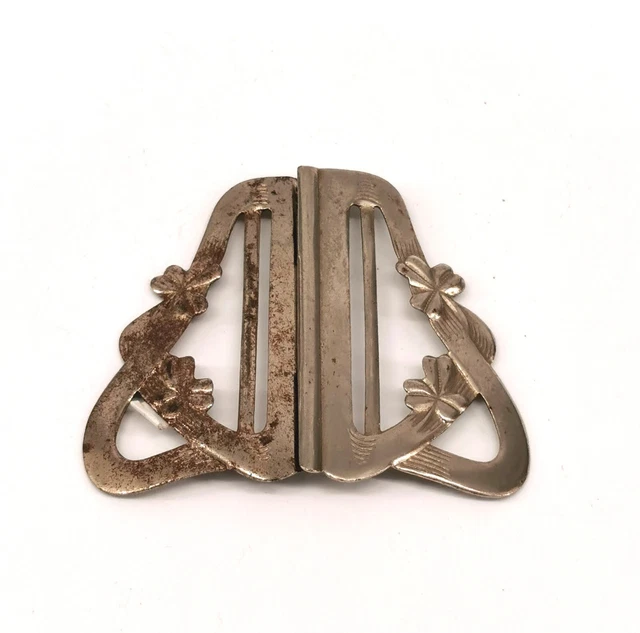 9125607-d Silberfarbene Gürtelschnalle Jugendstil antik 7x6cm