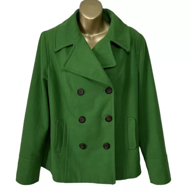 Old Navy Wool Blend Pea Coat Double Breasted Green Jacket Womens Size Large